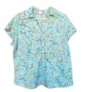 Madison & Max Womens Button Up Shirt Plus Size 16W Flip Flop Cotton Summer